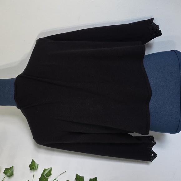 Lane Bryant Dressy Black Knit Cardigan Shrug with Rhinestone Clasp - Picture 6 of 12